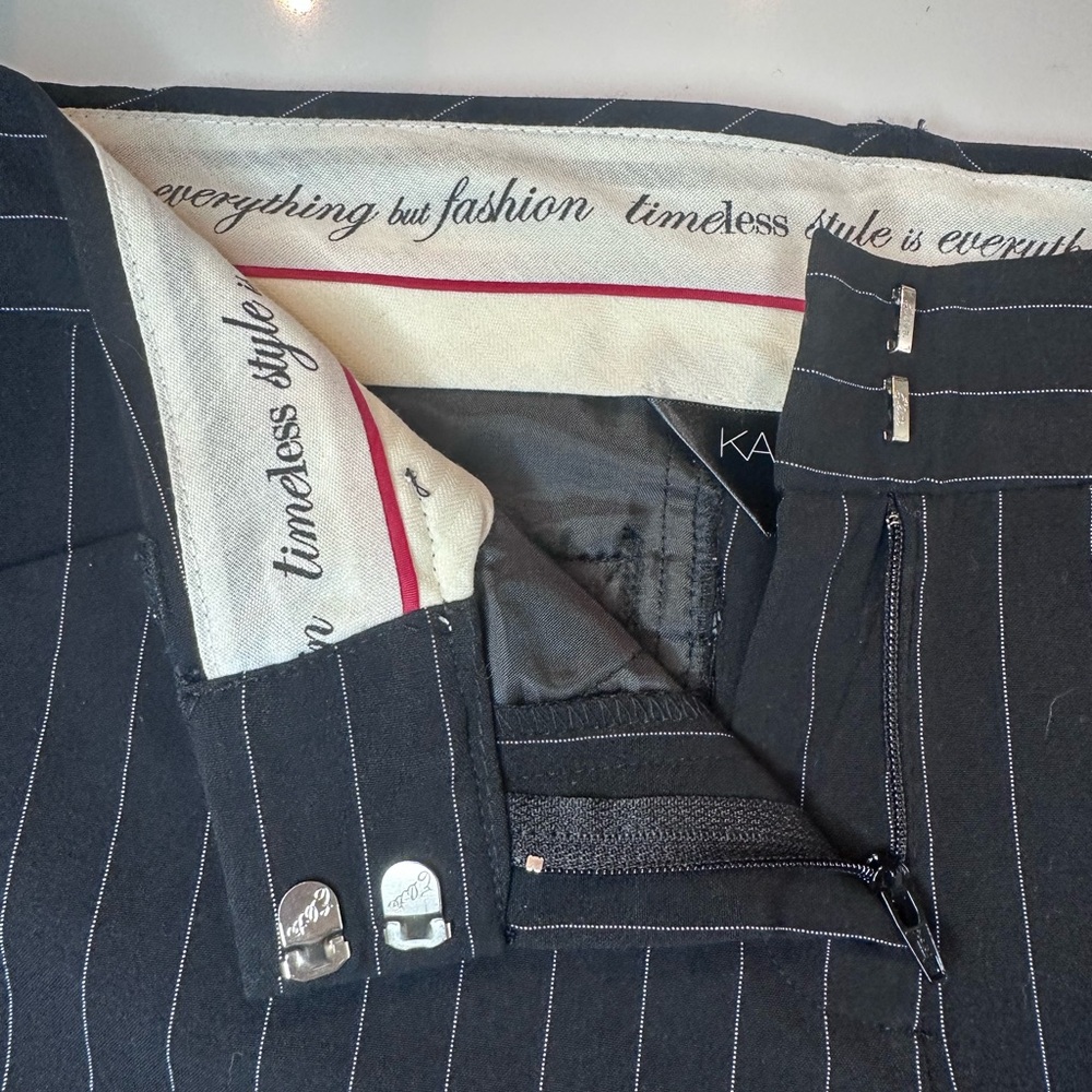 NWT Norma Kamali KAMALIKULTURE Classic Black Pinstripe Trouser Pants Size 4 - Picture 6 of 11